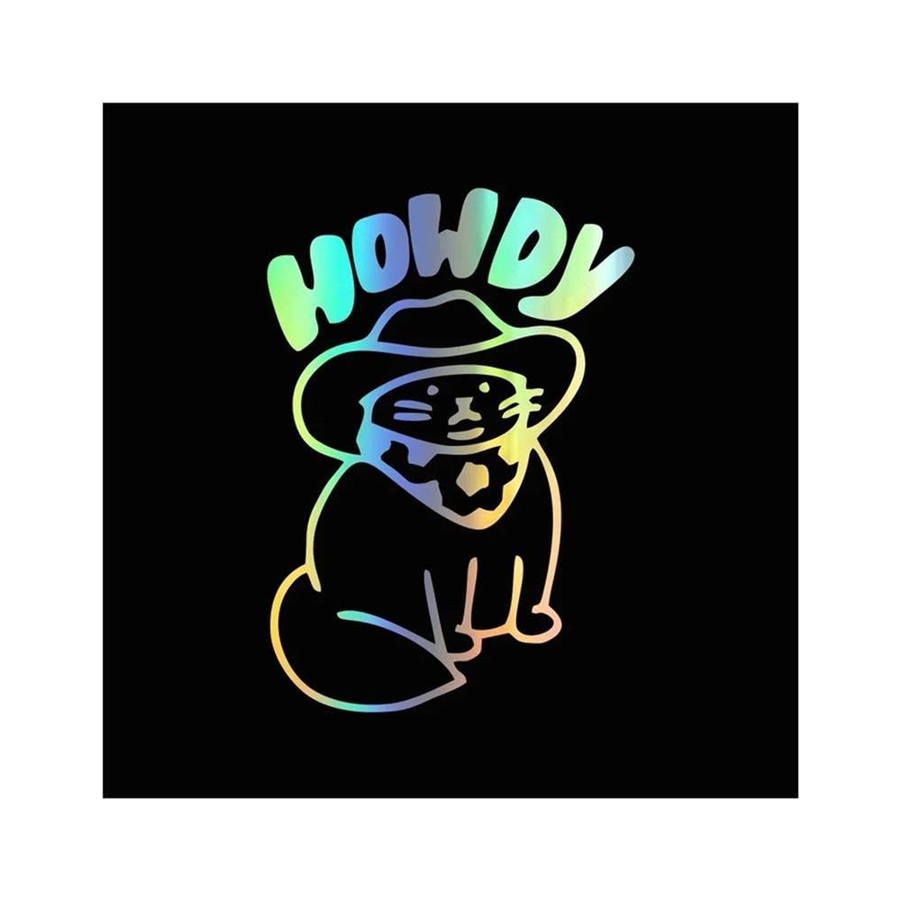 Bertdcx Laser Auto Accessory Car Decals Howdy Cat Design Car Window Stickers Laptop Decal Auto Waterproof Vinyl Accessories Decors(Laser)