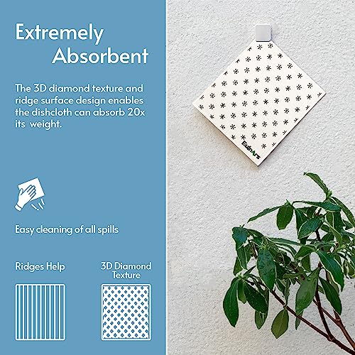 Image of Eulnars Reusable Paper Towels, 8-Pack Swedish Dishcloths for Kitchen with 3 Clips, Black White, Cotton, 200 Washes