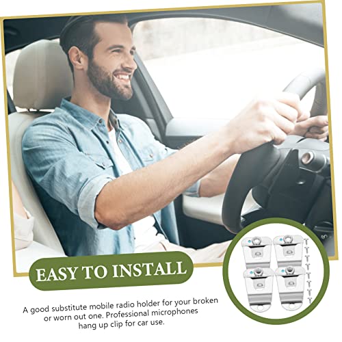 Mikikit 4Pcs Microphone Hook Mount Metal Hangers Stainless Steel Hangers Metal Mic Clip Microphone Hanging Up Clip Radio Hangers Universal Microphone Holders Mobile Holder Handheld #TOP4