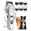 oneisall Dog Clippers for Grooming for Thick Heavy CoatsLow Noise Rechargeable Cordless Pet Shaver with Stainless Steel BladeWaterproof Dog Shaver for Dogs Pets and Animals Sliver