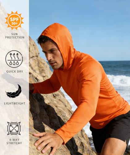 Image of Hoodies for Men UPF 50+ Sun Protection Fishing Shirts Long Sleeve Lightweight Rash Guard Shirt UV SPF Sweatshirt