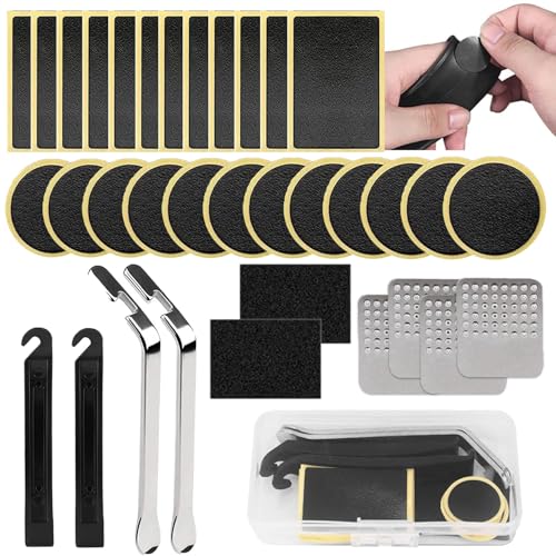 34 Piezas Kit de Reparación de Neumáticos Autoadhesivos Bicicleta, Kit de Herramientas de Reparación para Bicicleta Multifunción, Herramientas de...