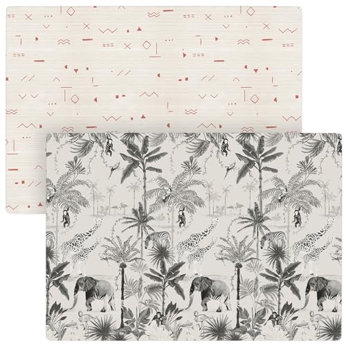 Image of Baby Play Mat for Infants | One-Piece Reversible Foam Floor Mat | Large | Eco-Friendly | Extra Soft | Thick | Non-Toxic | Toddlers | Kids (Boho Desert/Charcoal Animal Jungle)