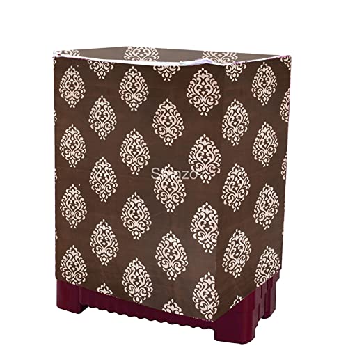 Image of Woah Washing Semi Automatic Washing Machine Cover Suitable for 5 Kg to 8 Kg Brown Embroider Top Load Washing Machine Cover | Dustproof Durable Cover