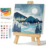 Framed Paint by Numbers Kit for Adults Beginners & Kids Ages 8-12, Abstract Mountain Acrylic Easy Paint by Number with Frame, Paint by Number Kits on Canvas Framed (10 * 10 Inch, without Easel)