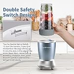 La Reveuse Mélangeur de taille personnelle 250 Watts Power for Shakes Smoothies Assaisonnements Sauces avec 1 Pièce 15 oz Coupe,1 Pièce 10 oz Mug,BPA Gratuit (Peal Blue)