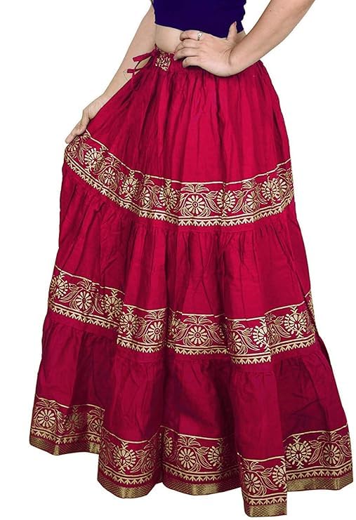Image of Kurti Skirts Woman /Girl Traditional Ethnic Embroidery Floor Length Rayon Long Skirt for Causal