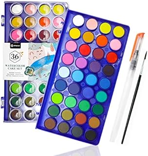 Artecho Watercolour Paint Set 36 Colors with Water Brush Pen and Classic Brush Watercolour Palette for Kids Non-toxic Portable Paint Set for Beginners and Children