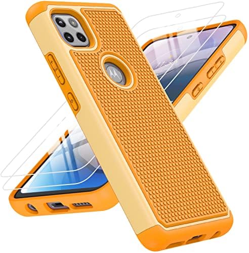BNIUT for Motorola One 5G Ace (One 5G UW Ace) Case: Dual Layer Protective Heavy Duty Cell Phone Cover Shockproof Rugged with Non Slip Textured - Military Protection Bumper - 6.7inch (Ginger Yellow)