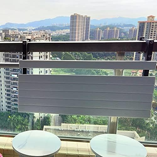 Tavolino Pieghevole Sospeso Per Ringhiera Balcone - Regolabile In Altezza - 27x80cm, MDF Marrone - 5