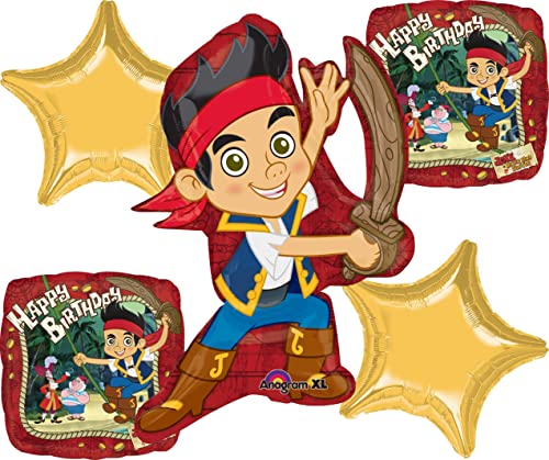 Disney Jake and the Neverland Pirates Balloon Birthday Party Favor Supplies 5ct Foil Balloon Bouquet