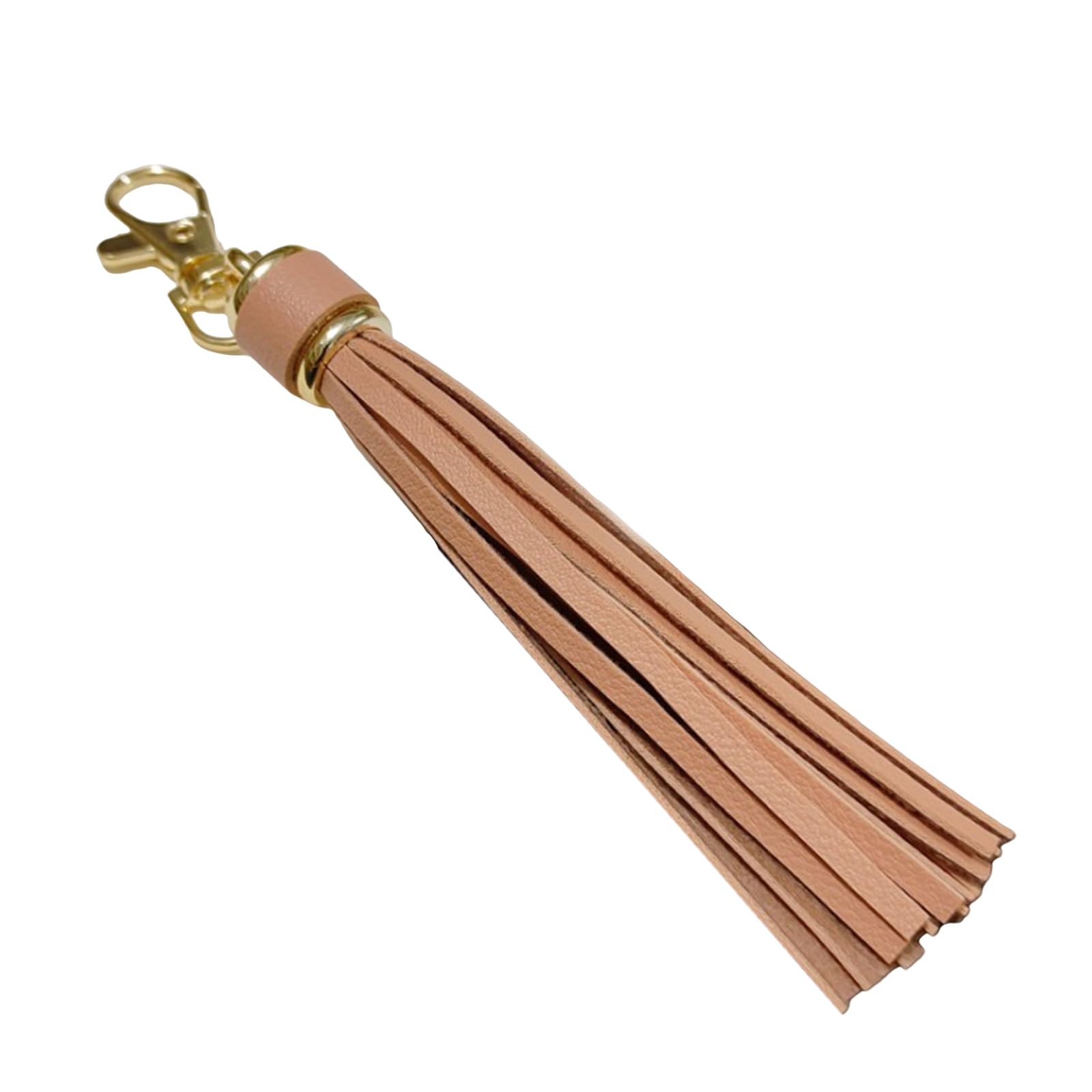 Kinspon Women's Chocolate Handmade Tassels Keychain Bag Charm Stylish Pu Leather Tassels Keychain Pendant With Metal Rings For Secure Attachment