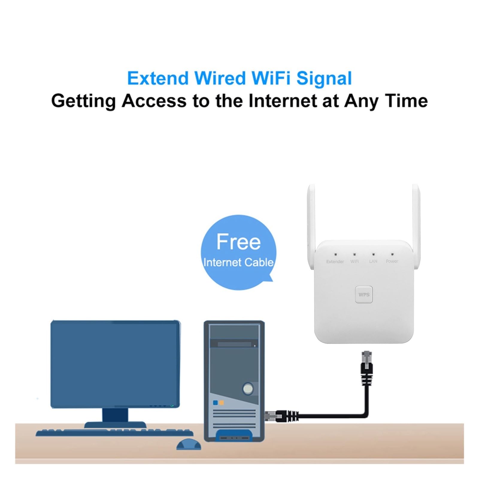 Wzmacniacz Sygnału Bezprzewodowego 2,4G, Antena Zewnętrzna, 300 Mb/s, Połączenie WPS Jednym Klawiszem Do Połączeń Internetowych Easy Szeroka Kompatybilność