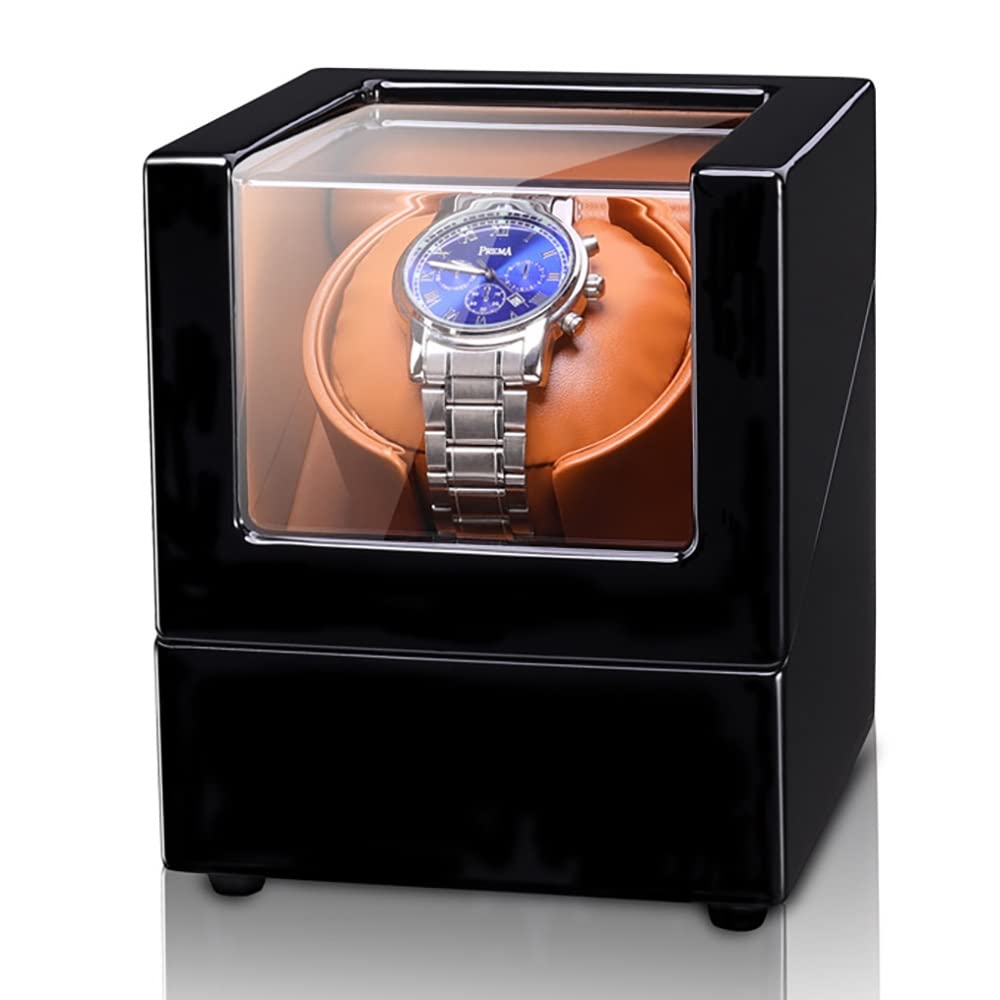 EHVYBDX Automatic Watch Winder for 1 PU-Leather Watches with Silent Motor Deluxe Case for Mechanical Watches Soft Flexible Watch Pillows Self Winding Watch Rotator Box
