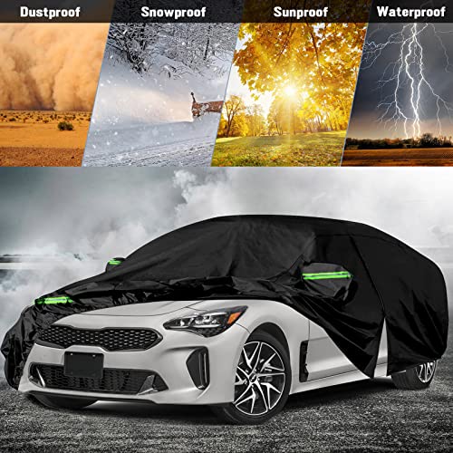 Image of Car Covers Waterproof All Weather Replace for 2018-2025 Kia Stinger, 6 Layers Custom-Fit Outdoor Full Car Covers with Zipper Door for Snow Rain Dust Hail Protection (Stinger)