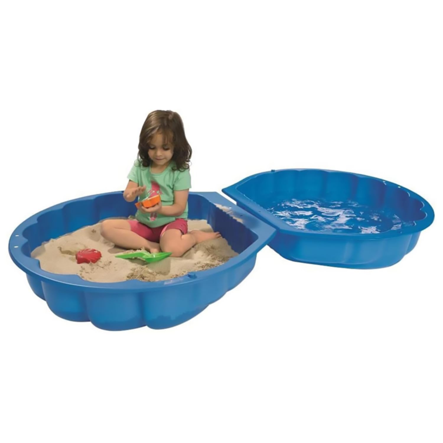 DMORA - Sabbiera A Forma Di Conchiglia Per Bambini, Made In Italy, 102x88x21 Cm, Color Azzurro