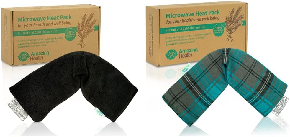 Amazing Health Unscented Wheat Bags Microwavable Heat Pack - Soft Black Fleece, Made In UK, 42cm - Foto 3