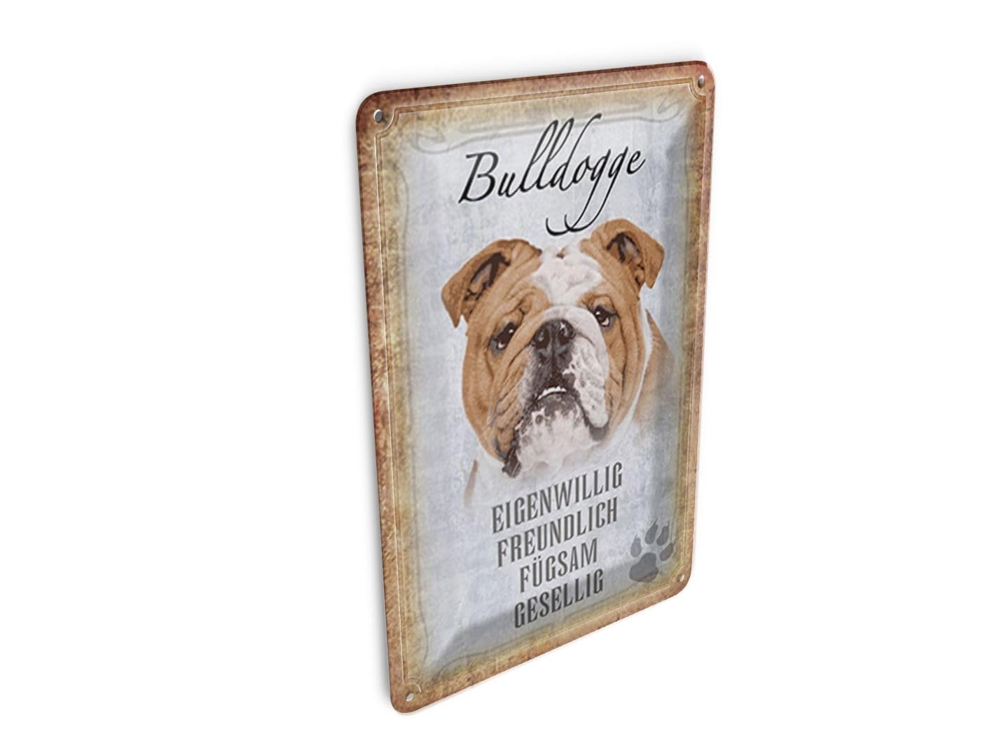 Femer Tin Postcard Saying 10 x 14 cm Bulldog Dog Sociable Decorative Sign