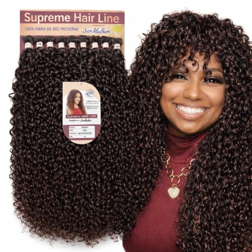 Ser Mulher Pamela | Extensiones de pelo rizado | Look Natural | Pack de 9 | Aspecto ondulado y natural | 330 gr (4 - Dark Brown)