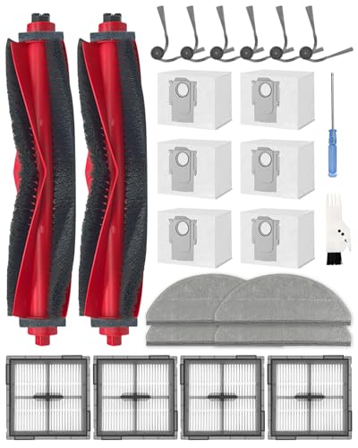 Kit di accessori compatibile con robot aspirapolvere Roborock Q10 S5/Q10 S5+/Q10 X5/Q10 X5+, le parti di ricambio includono 1 spazzola principale, 2 panni per mocio, 2 filtri Hepa, 2 spazzole laterali