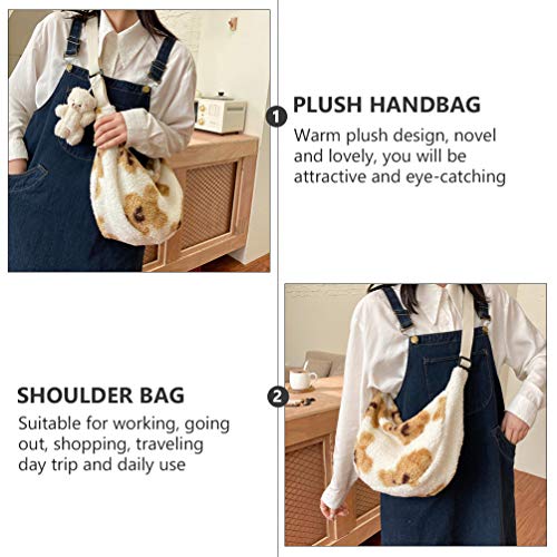 Amosfun Bolsa de Pelúcia Nas Axilas Bolsa Feminina Bolsa de Ombro Impressão Vacas Bolsa de Axila Bol