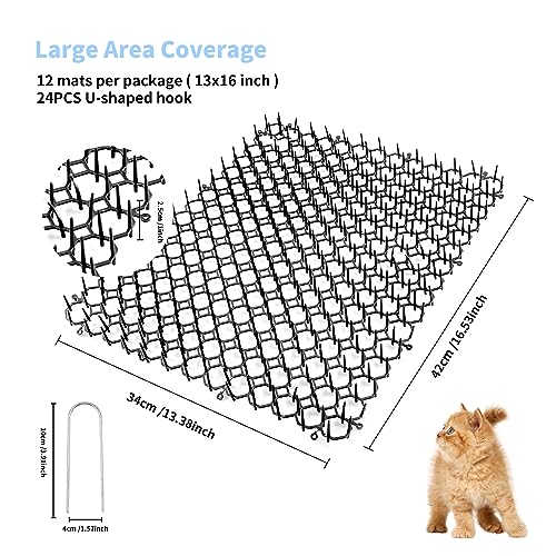 Pacote com 12 tapetes para gatos com pontas, 41,5 x 33,4 cm, tapete de dissuasão de gatos para uso i