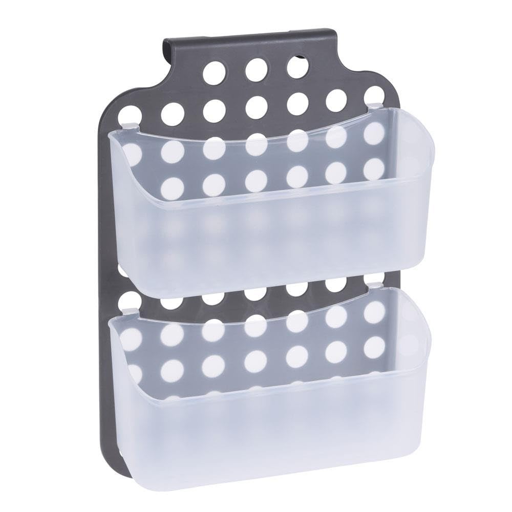 DTD QUALITY MATTERS 2-Tier Polka Dot Plastic Bathroom Rack Shelf Shower Caddy Shelf Hanging Bathroom Shelf Organizer 35x25x9.5cm