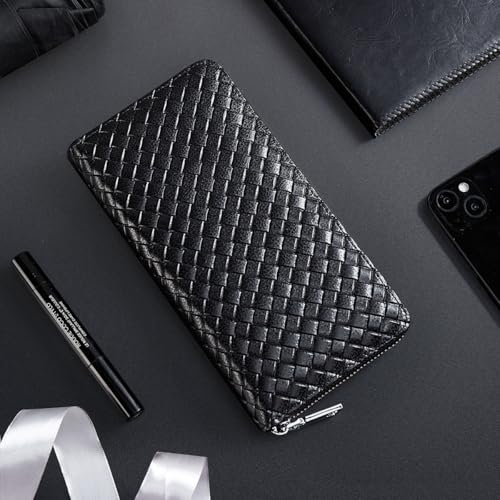 LAORENTOU Men's Genuine Leather Wallet for Checkbook Credit Cards Vintage Long Bifold Wallet Clutch Purses for Men3