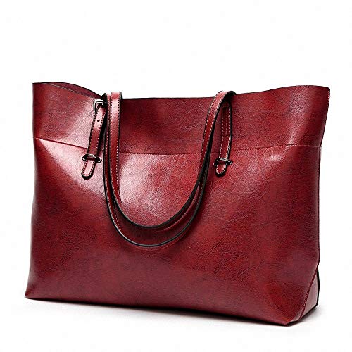 Samxu Bolso de mano de piel suave para mujer, estilo casual, estilo vintage, para el trabajo diario, bolso cruzado de gran capacidad, color rojo