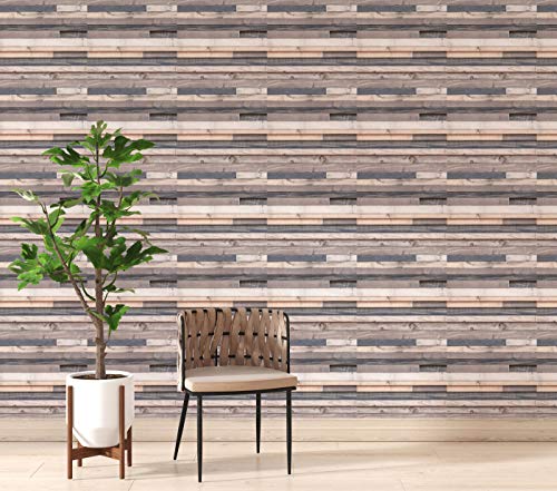 Image of DWELLSINDIA 3D Natural Wood Self Adhesive Peel and Stick PVC Wallpaper Waterproof, Scratch Resistant, Laminated (41CM X 244CM, Natural, Multicolor)