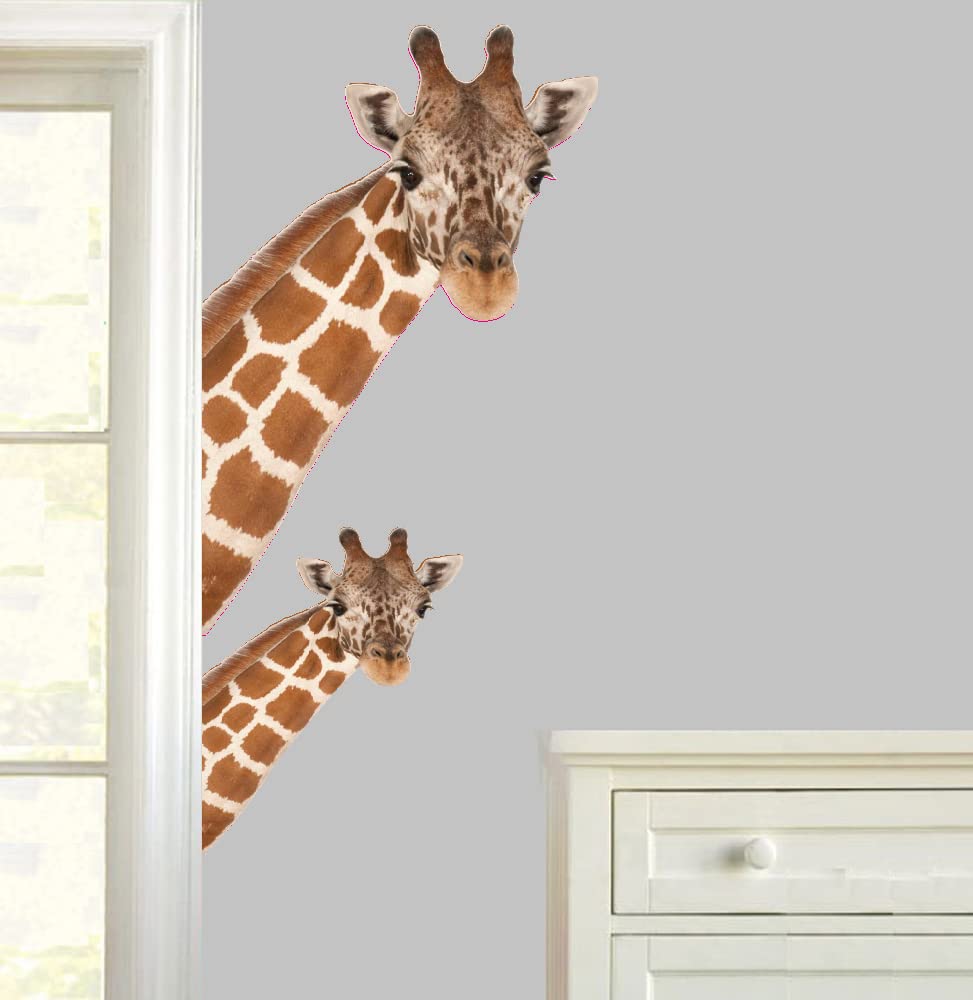 Stickers On Your Wall Multicolor Giraffe & Baby Facing Right Wall Art Stickers Living Dining Hallway Room African Safari Decal