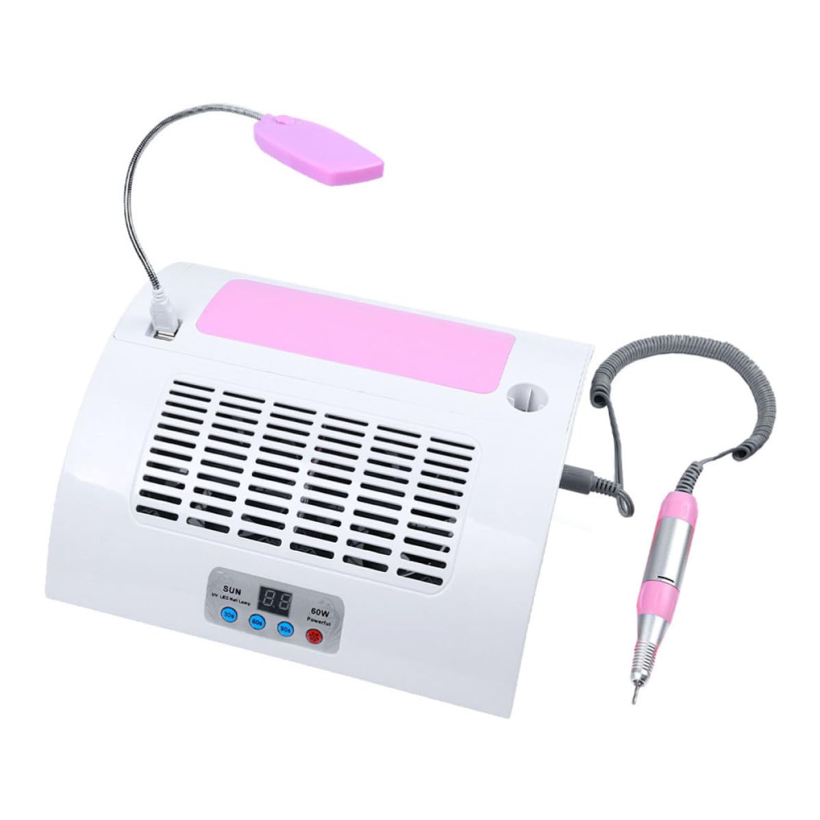 Machine à Poncer Ongles 60w Eu, Aspirateur, Éclairage, ABS Blanc