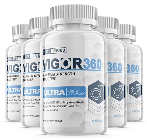 (5 Pack) Vigor 360 Ultra Complex Elite Series Vigor360, Vigor 360 Pastilla, Maximum Strength Vigor360ultra, 5 Bottle Package, 5 Month Supply (300 Capsules)
