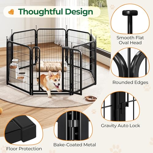 Image of Yaheetech 32in 8-Panel Heavy Duty Dog Playpen Portable Fence Outdoor | Anti-Rust Sturdy Wire Frame, No-Tool Assembly, Foldable Storage, Anti-Slip Support Feet, Ideal for Puppy & Medium Dog Breeds