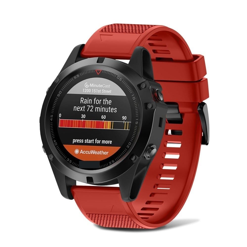 RORFFK For Forerunner 935 Watch Band Silicone Watch Strap Replacement for Fenix 5/Fenix 5 Plus/Fenix 6/Fenix 6 Pro/Forerunner 935/945/Approach S60/Quatix 5(Red/Orange/White/Blue)
