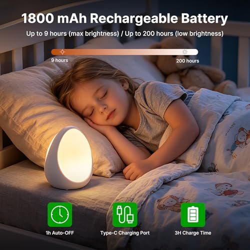 Lámpara de noche huevo para bebé Gelielim recargable miniatura 5