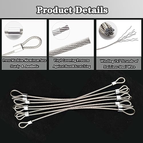 Pusnmi Stainless Steel Cable With Loops, Vinyl Coated Wire Rope Lanyard Lock Security Chains For Outdoor Gates thumb #2