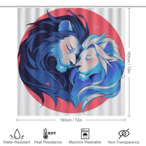 Rideau de douche squelette et lion en polyester imperméable avec tapis de bain - 3
