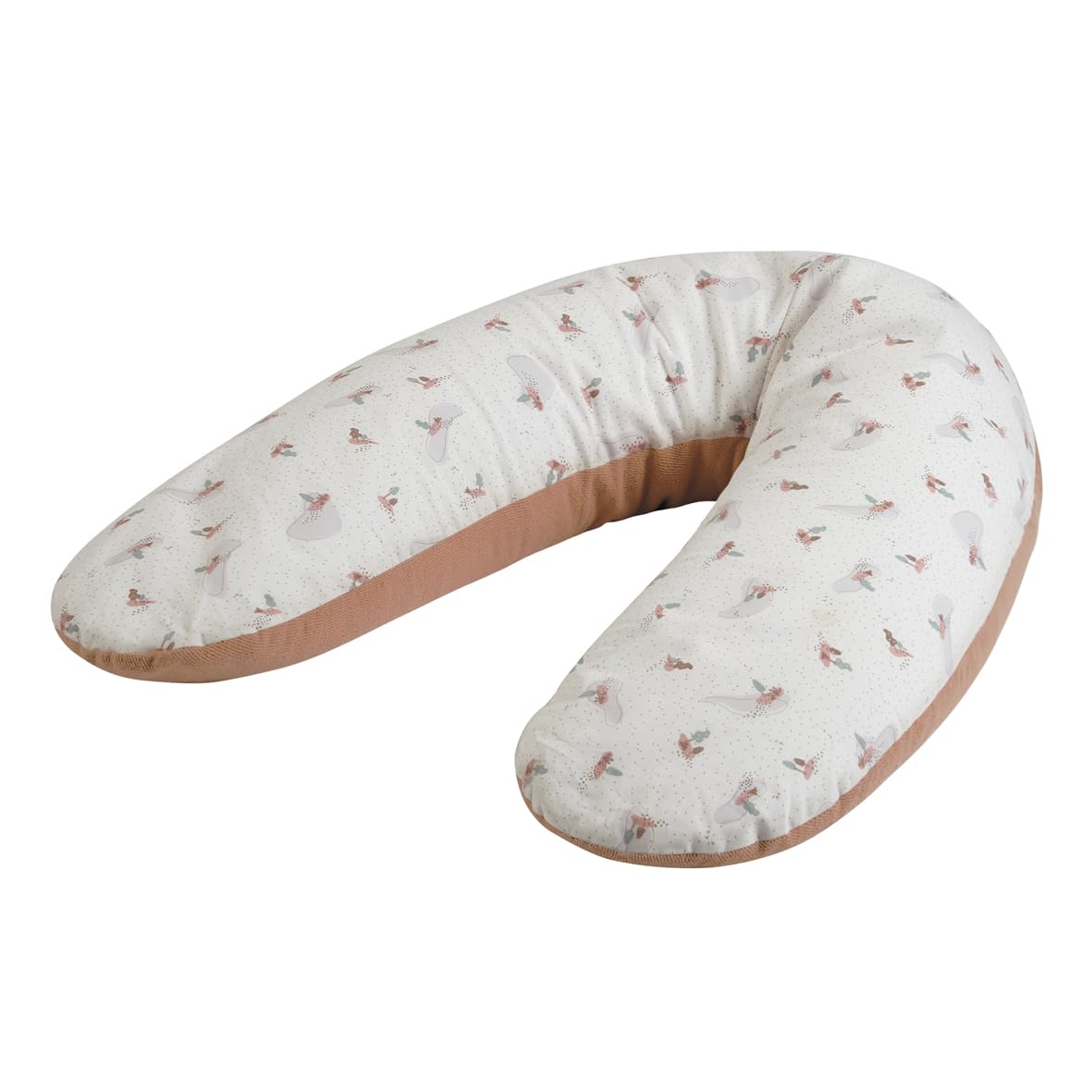 Tinéo - Cuscino per maternità - Cuscino per allattamento - Cuscino per gravidanza - Multifunzione 2 in 1 - sfoderabile - Made in France - 78 x 44 cm (spugna rosa pesca/trees)