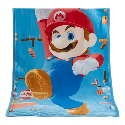 Cartoon Supey Soft and Warm Blanket Specially Designed for Children.It Measures 55 inches by 40 inches.It is Suitable for Placing on Sofas and Chairs and can be Used in The Living Room (Mario)