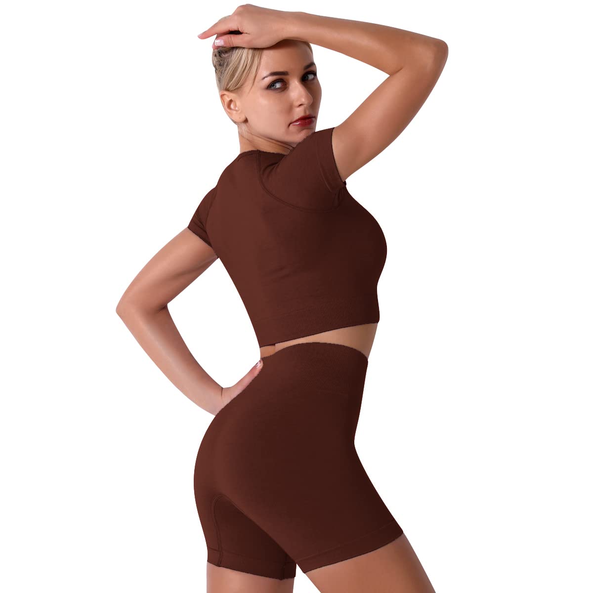 Women's Yoga Outfit Seamless Workout Set High Waist Exercise Shorts Pants with Sport Bra 3PCS Tracksuit Gym Tracksuits