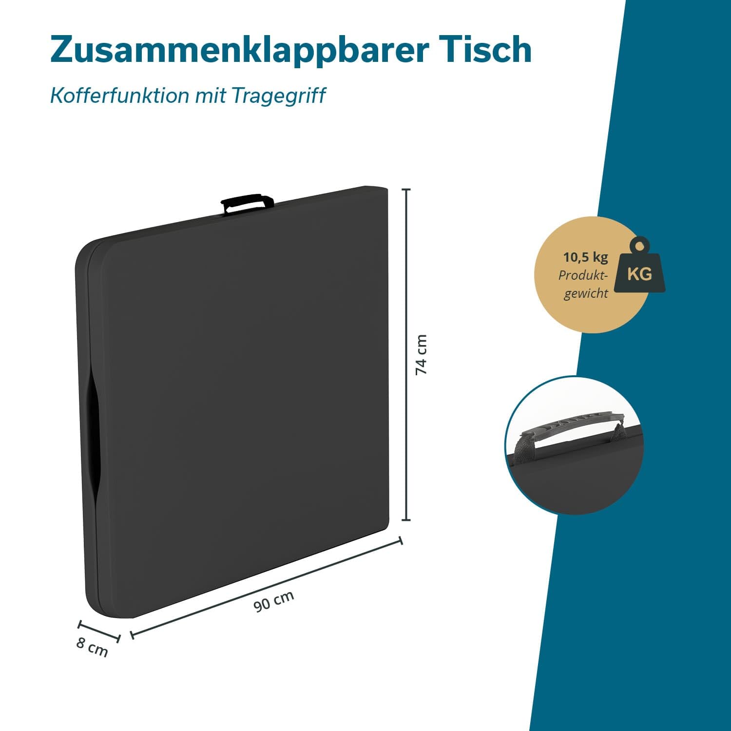 Skandika Set Table + 2 Bancs Masi – HDPE Recyclé, Pliable, 180cm, Résiste Aux Intempéries, Table 200kg / Banc 300kg, Pour Jardin/Camping