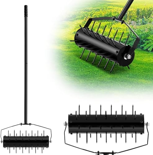 Aérateur de pelouse manuel robuste de 40 cm avec poignée amovible de 120 cm, outil rotatif en acier robuste pour jardin et cour