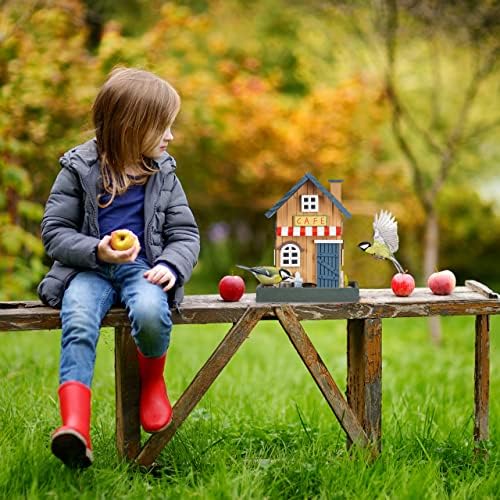 Relaxdays Wooden Bird Feeder for Hanging Café, Country House, H x D 23.5 x 18 x 18 cm, Multi-Coloured