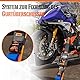 LODD – Motorrad-Spanngurte, Lenker-Fixierung mit verstärkten Verbund-Manschetten, Heavy-Duty Ratsche, 38 mm, Bruchlast 1.500 kg, geschlossene Stahl-Karabiner, Anhänger – Koffer inklusive