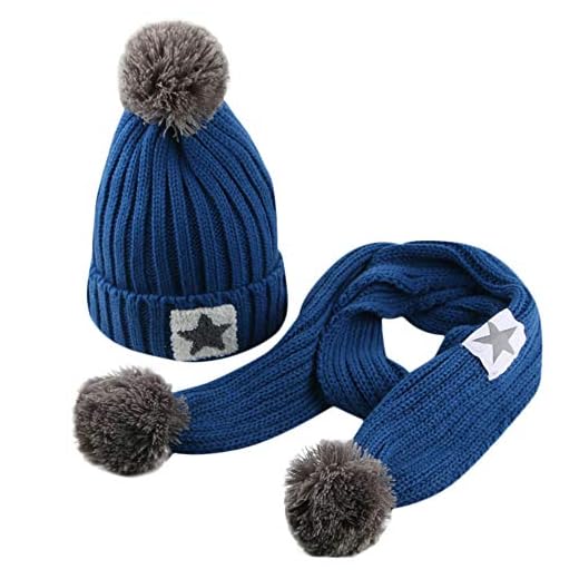 QinMM Infantil bebé Sombrero y Bufandas de Punto otoño Invierno niños niñas Beanie Gorras Conjunto