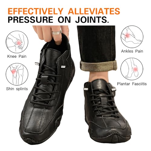 Men's Leather High-Top Sneakers Casual Ankle Boots for Comfort & Style Walking Shoes with Cushioned Latex Insole2