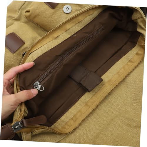 Vintage Canvas Briefcase for Men Classic Shoulder Bag Laptop Commuter Khaki3