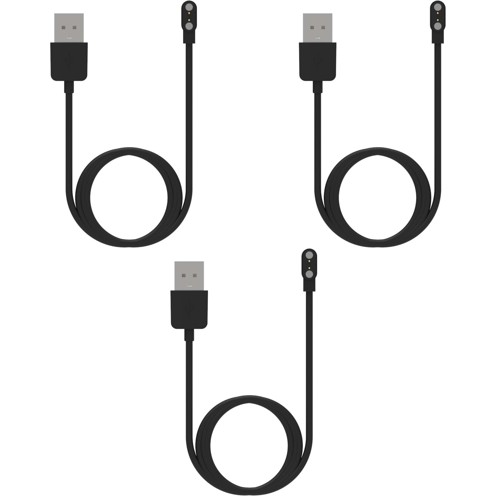 3 Pcs Black Compatible with Da Fit Smart Watch Charger, Replacement USB Charger Cable 3.3 Ft Charging Cord for Smart Watch with Da Fit App Smartwatch Cables and Chargers Smartwatch Accessories