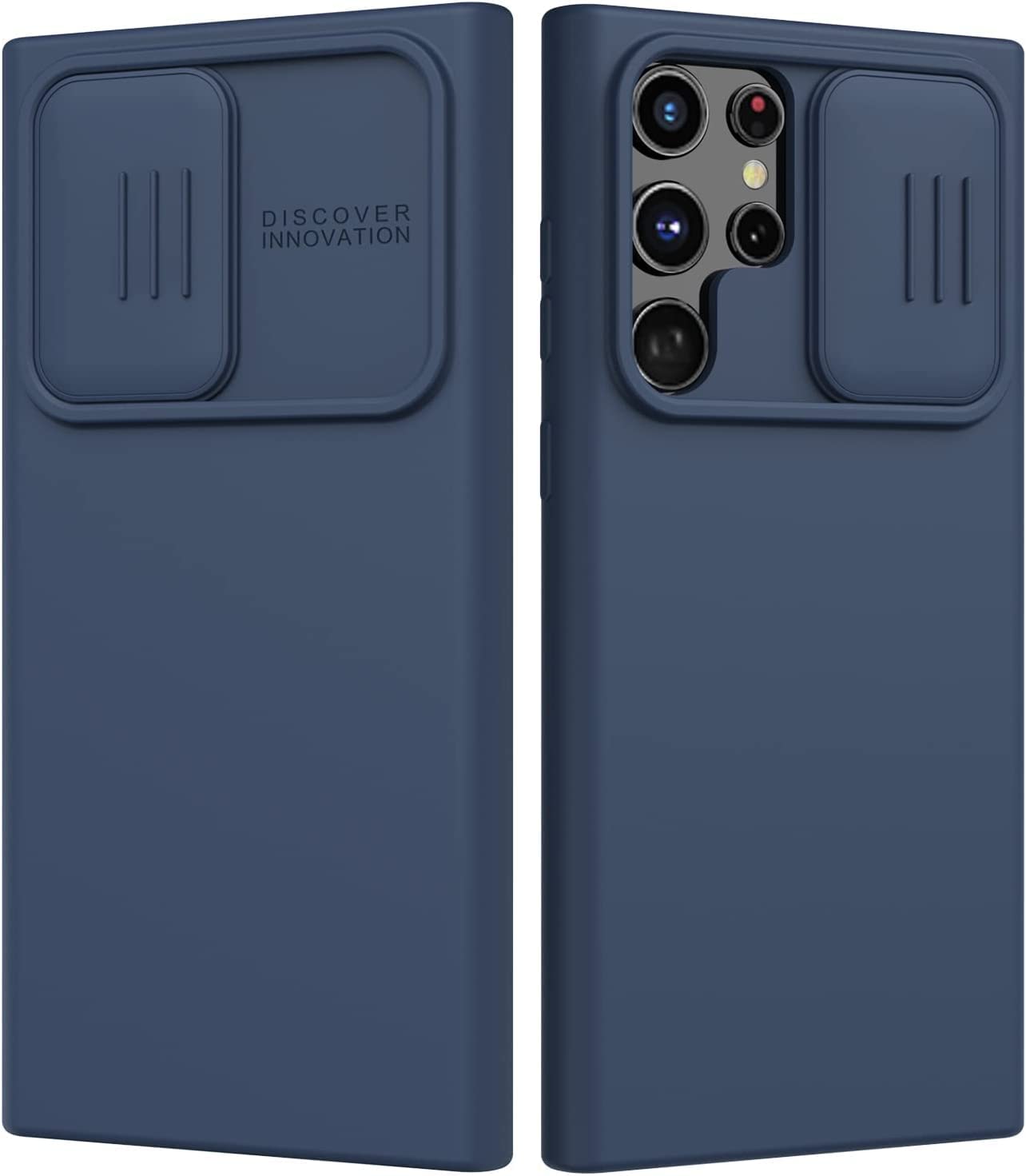 JarttarnCompatible with Samsung Galaxy S23 Ultra Case with Slide Camera Cover, Aookay Silky Liquid Silicone Case with Camera Lens Protection, Full Body Protection Shockproof Case (Blue)